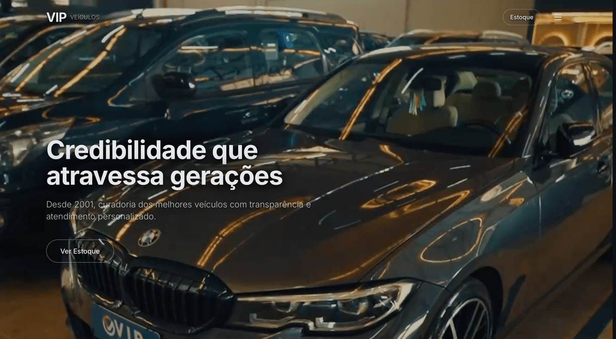 Página inicial do Grupo VIP Veículos