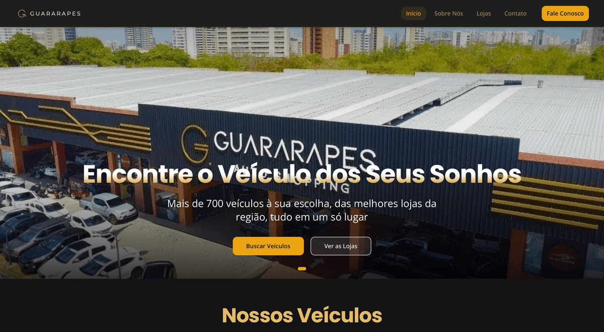 Página inicial do Guararapes Auto Shopping
