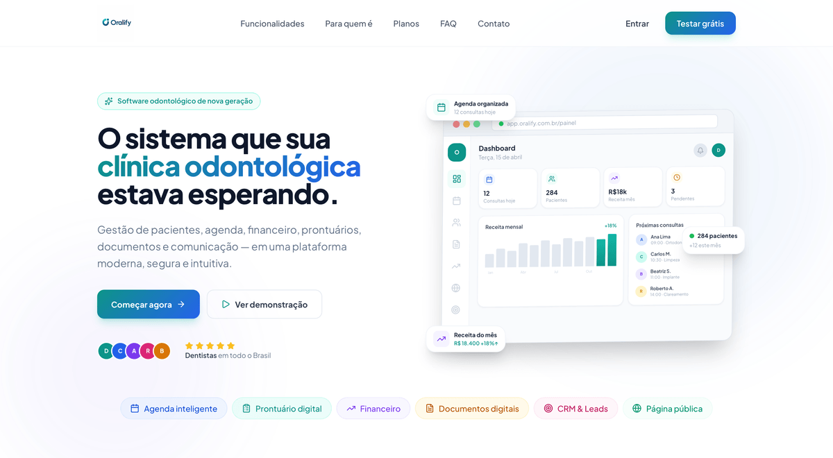 Página inicial da plataforma Oralify